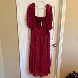 Torrid Elegant Long Sleeve Floral Dress in Red